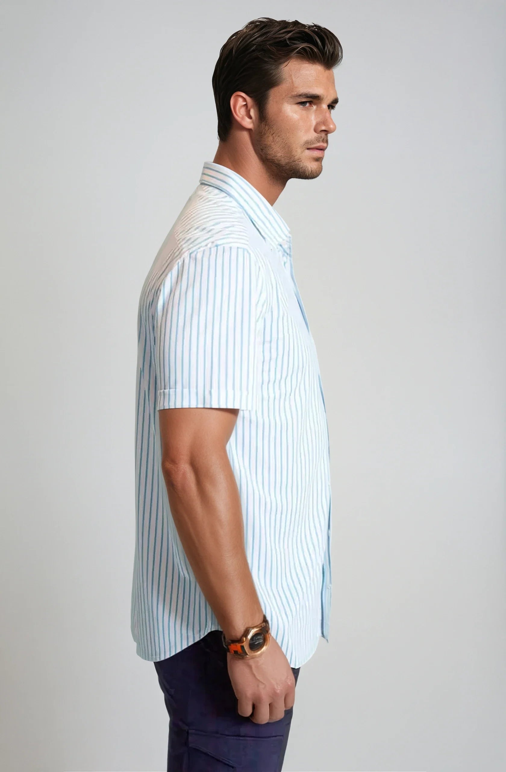 Buki Corsica Stripe Short Sleeve Tech Shirt — back view