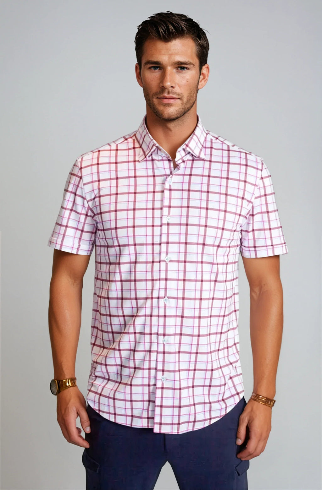 Buki Carnaby Plaid Short Sleeve Tech Shirt — main product shot