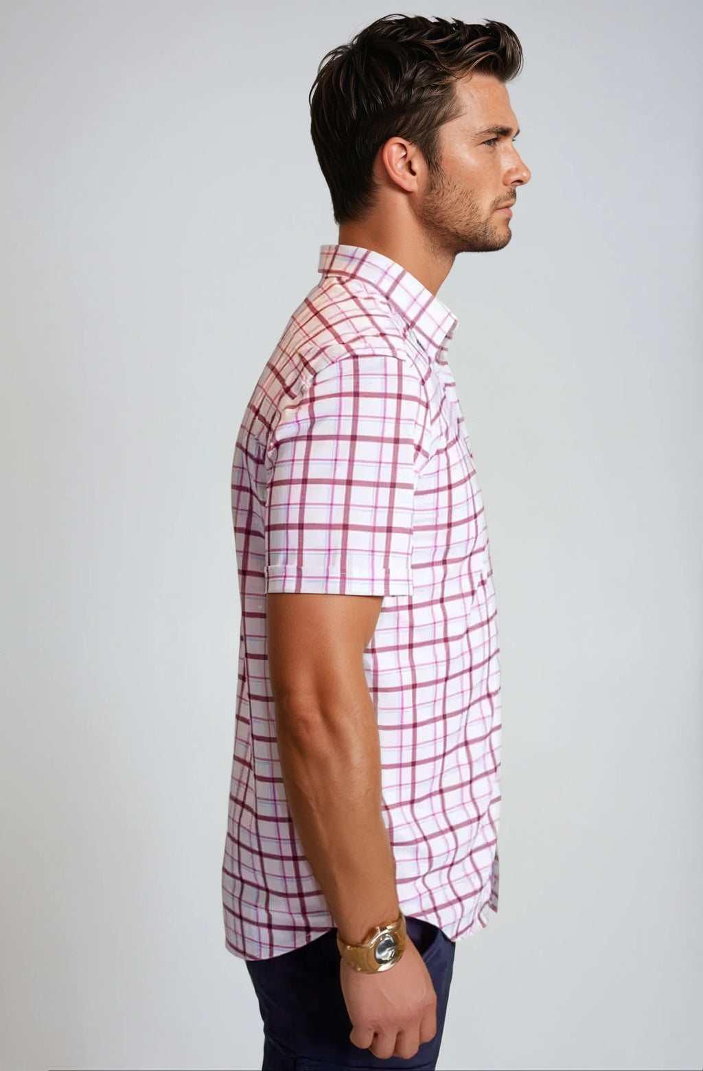 Buki Carnaby Plaid Short Sleeve Tech Shirt — lifestyle context