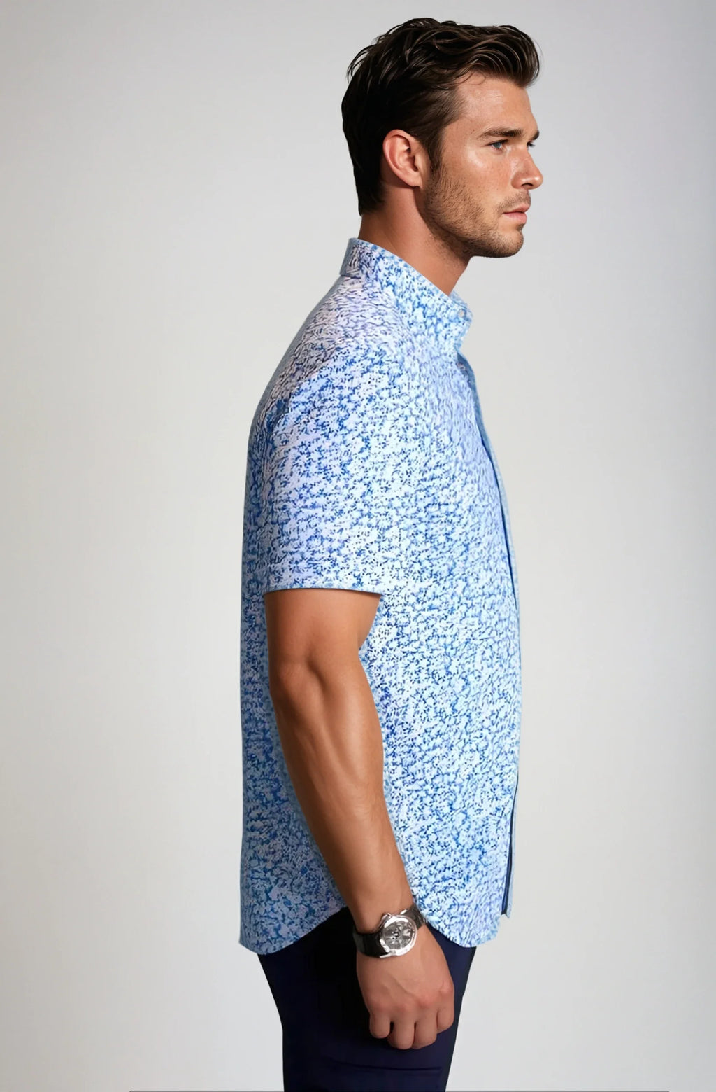 Buki Five-O Floral Short Sleeve Tech Shirt — lifestyle context