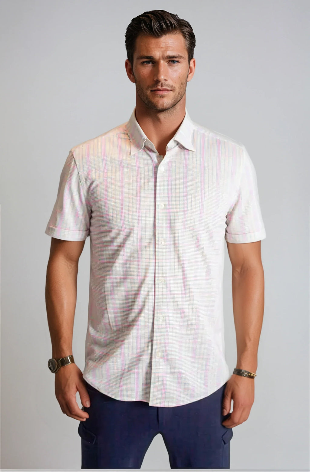 Buki Spectrum Check Short Sleeve Tech Shirt — main product shot