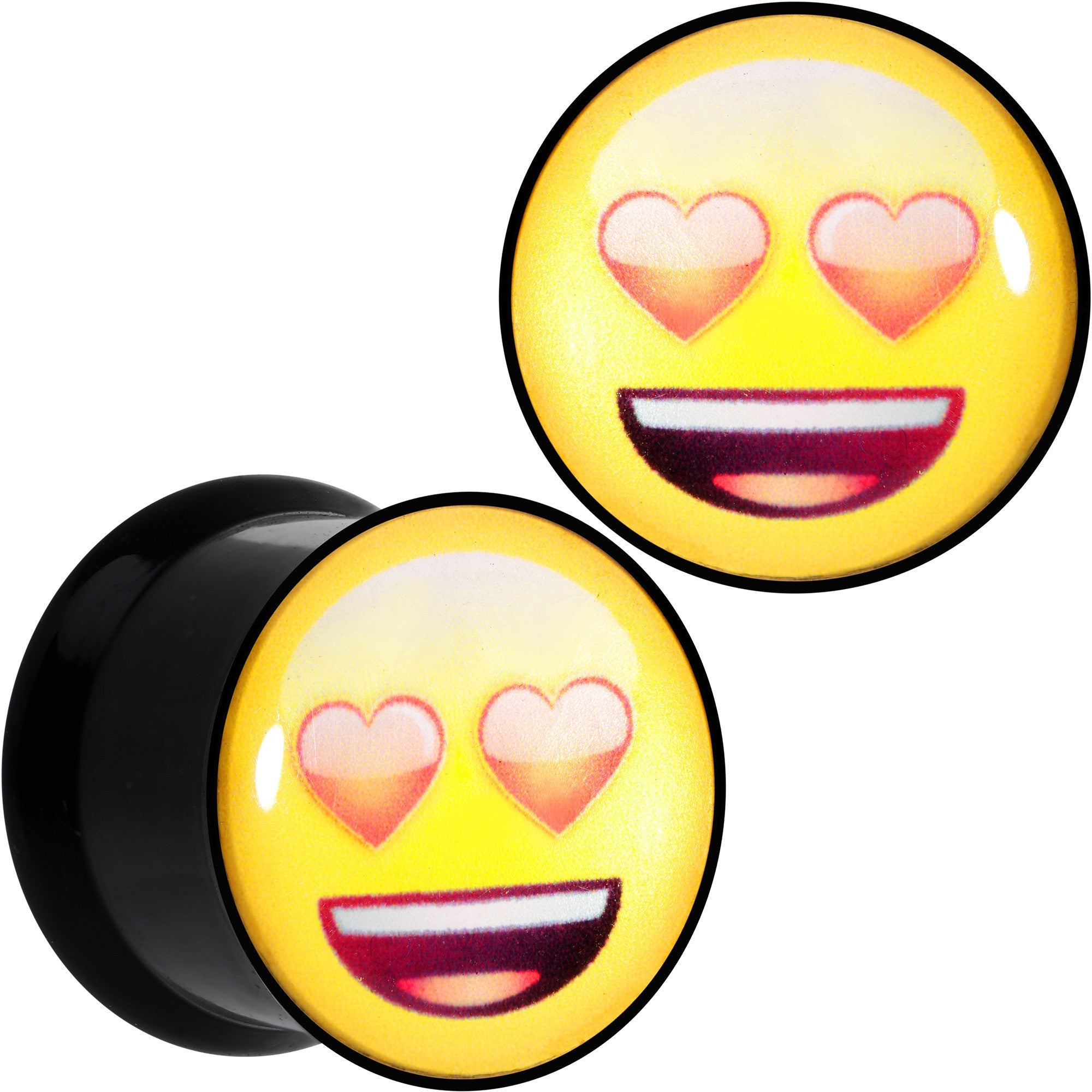 BodyCandy 1/2 Licensed Heart Eyes emoji Acrylic Double Flare Plug Set — main product shot