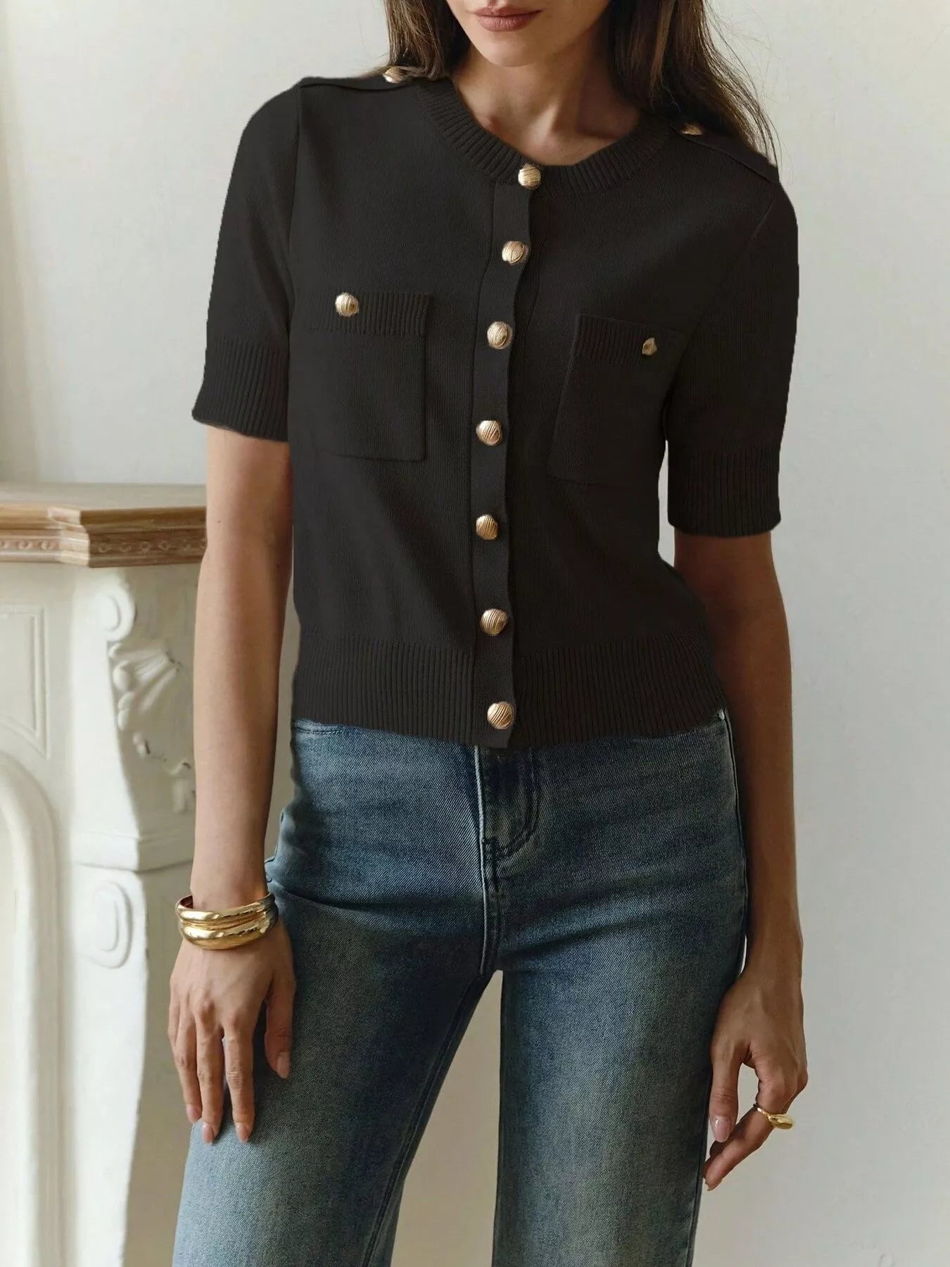 Button-Down Short Sleeve Cardigan