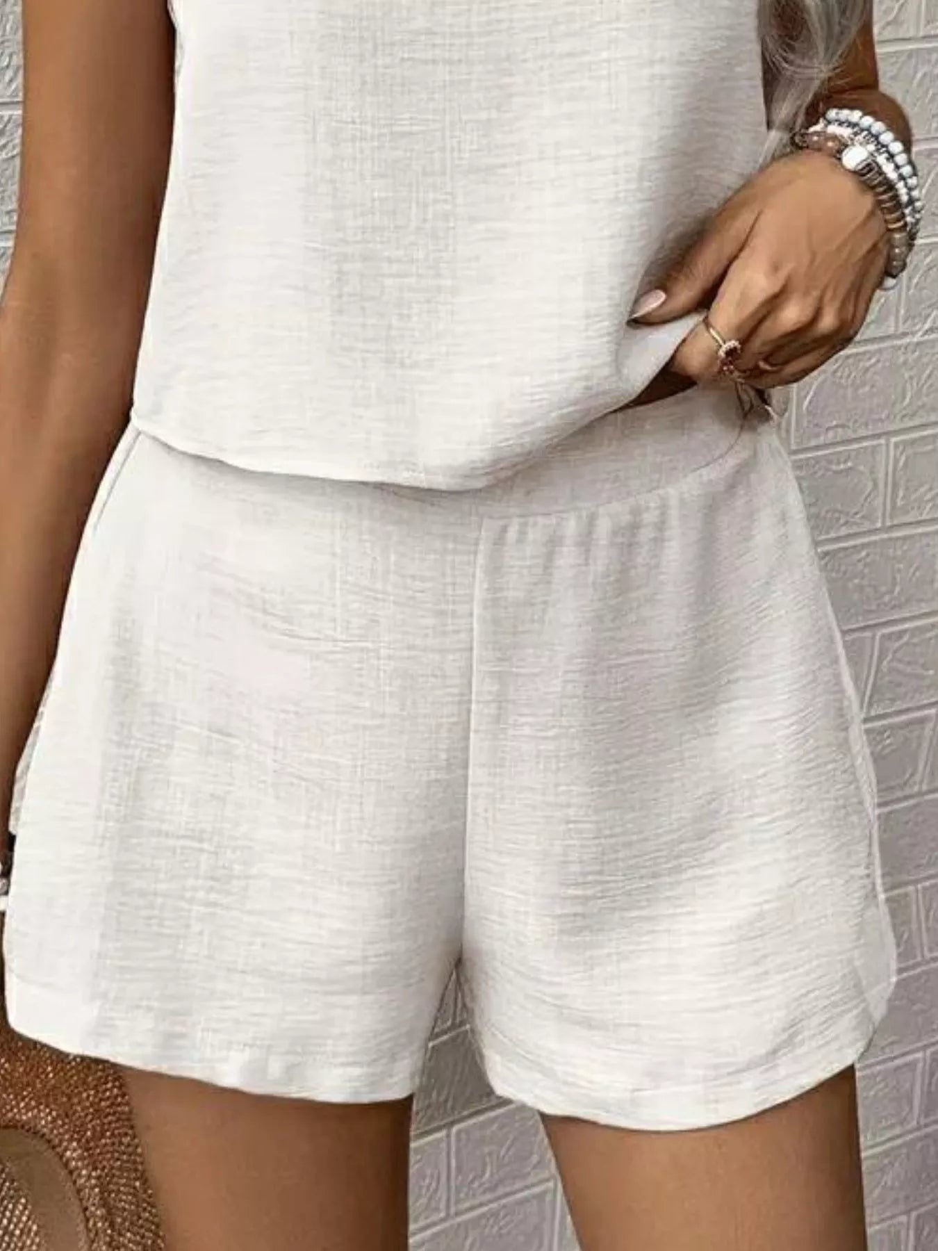 Round Neck Tank Top and Shorts Set