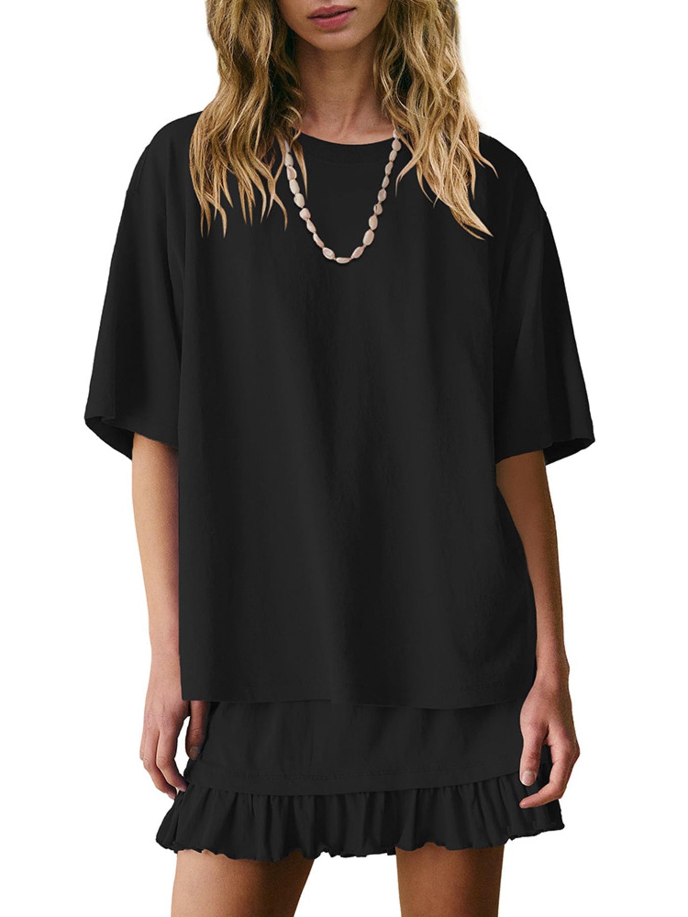 Round Neck Half Sleeve Tee and Skirt Set