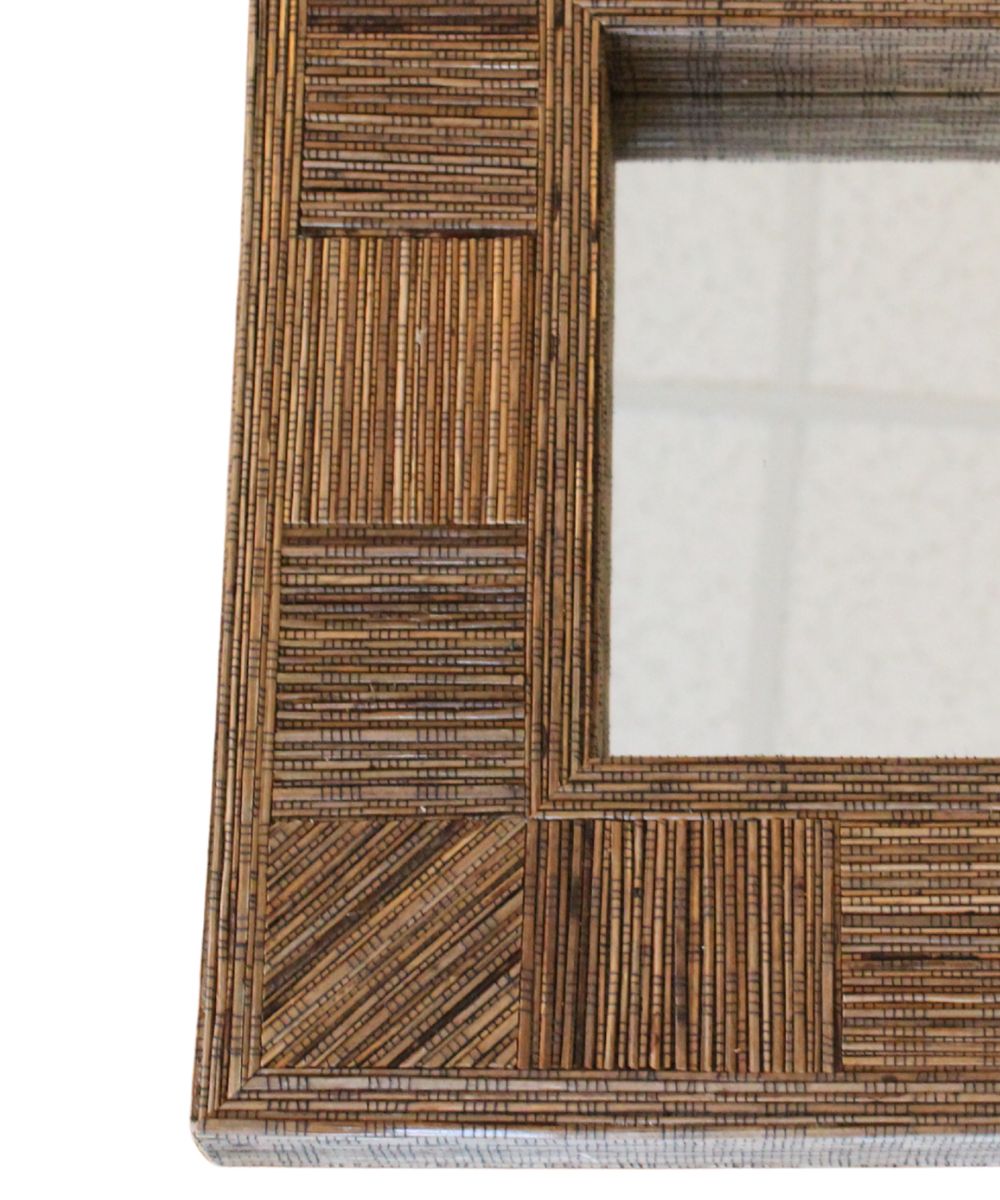UMA Brown Wicker Frame - 16.25" Wall Mirror – LampsUSA, view 3