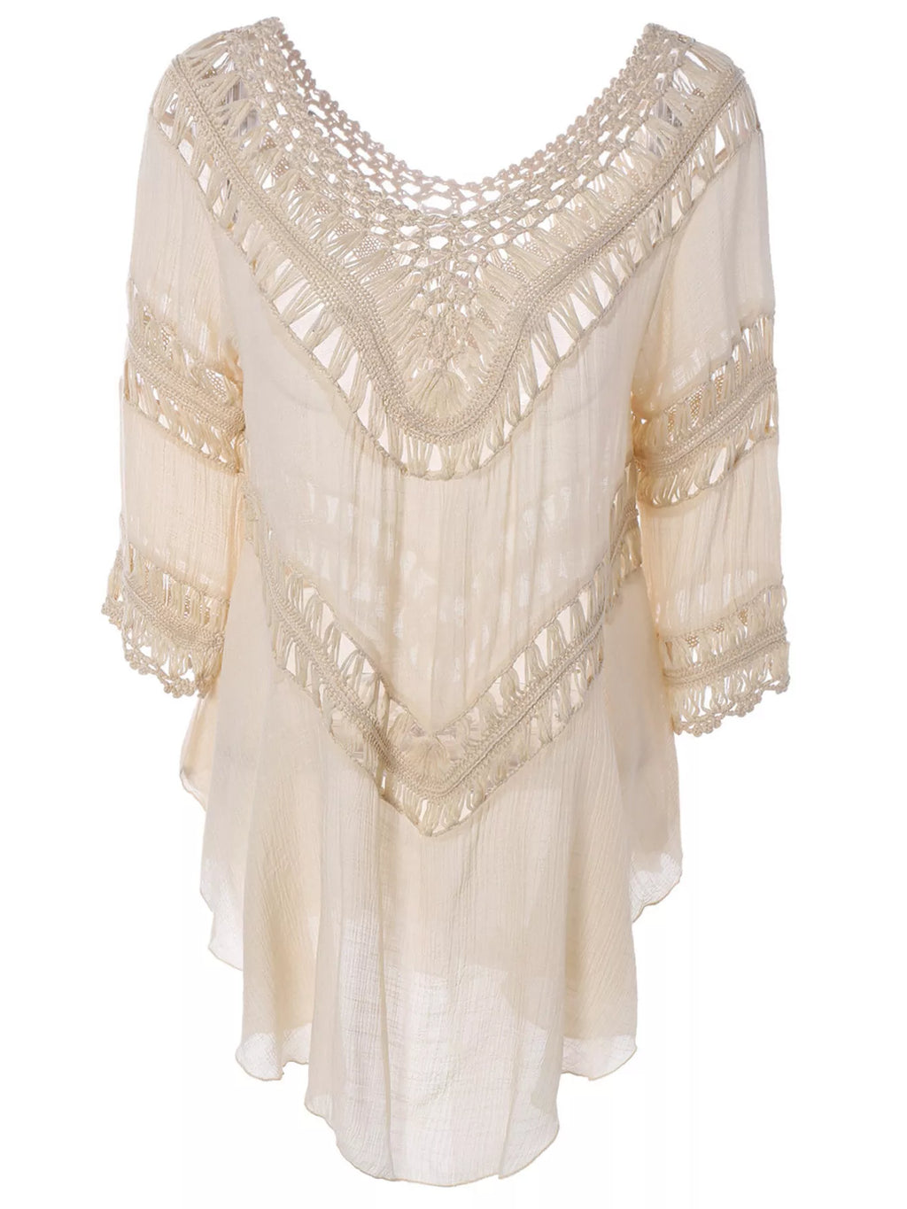 Crochet Trimmed Flowy Cover Up Dress