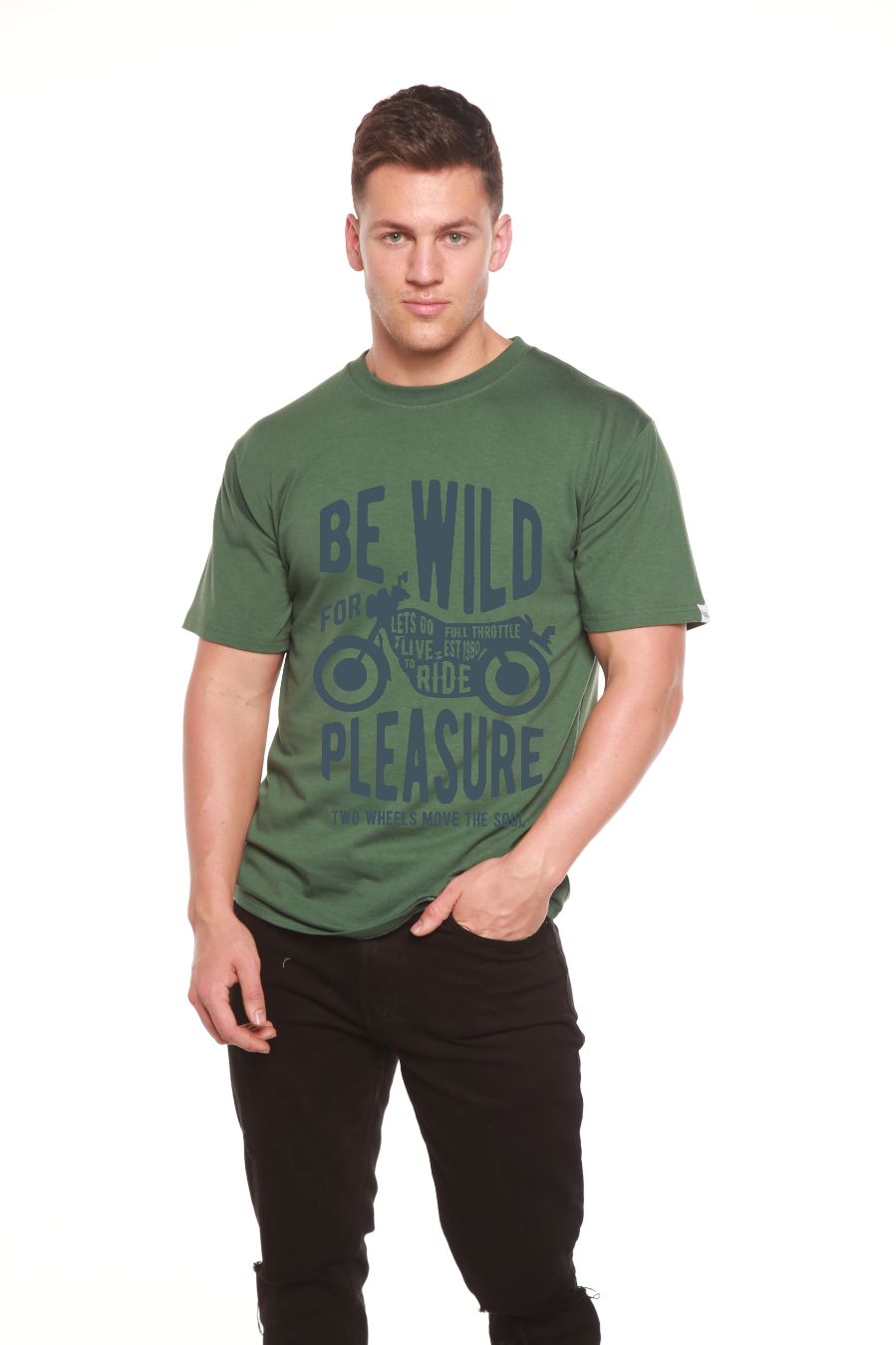 Spun Bamboo Be Wild Men's Bamboo Viscose/Organic Cotton Short Sleeve Graphic T-Shirt — feature highlight
