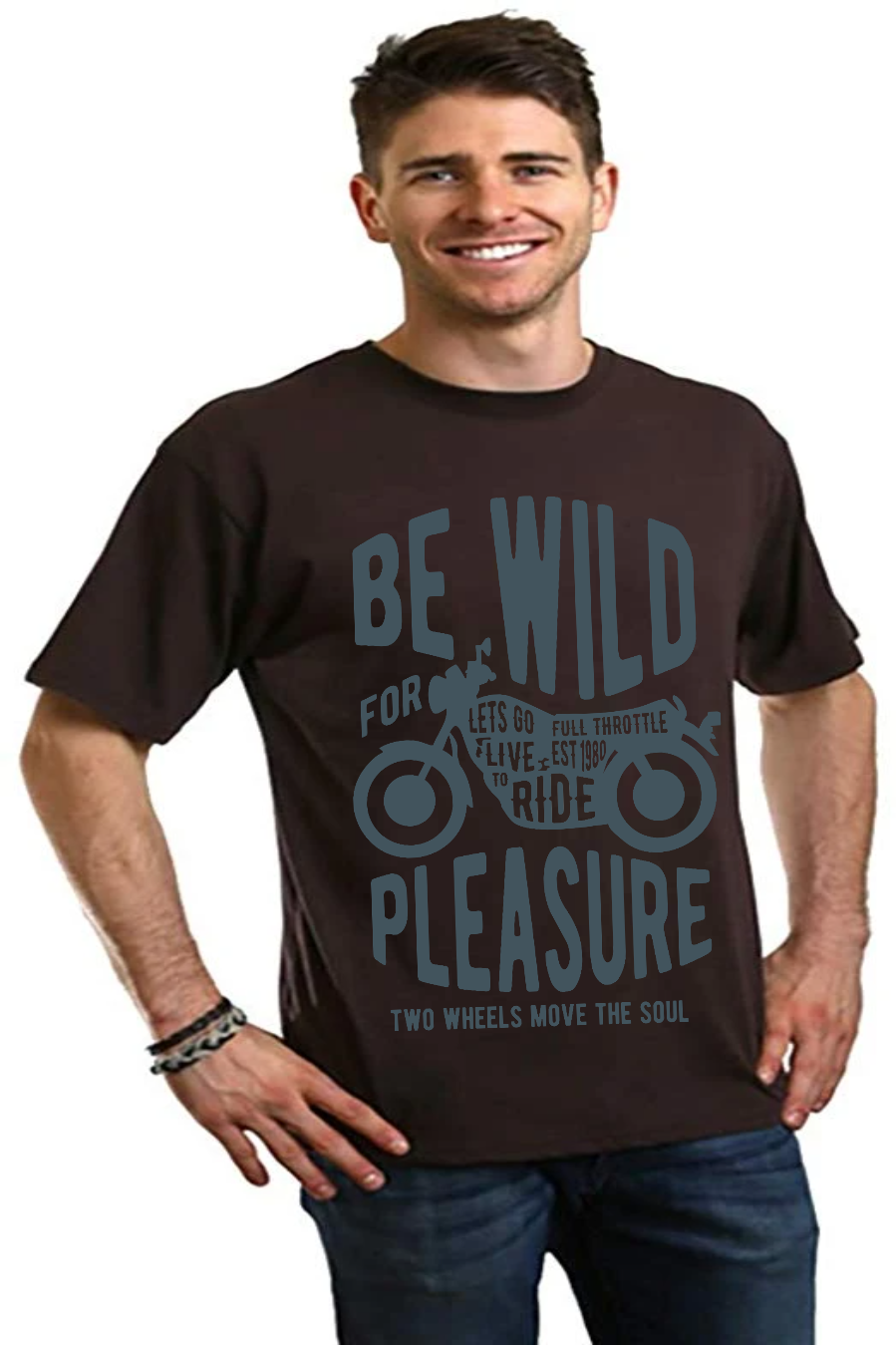 Spun Bamboo Be Wild Men's Bamboo Viscose/Organic Cotton Short Sleeve Graphic T-Shirt — back view