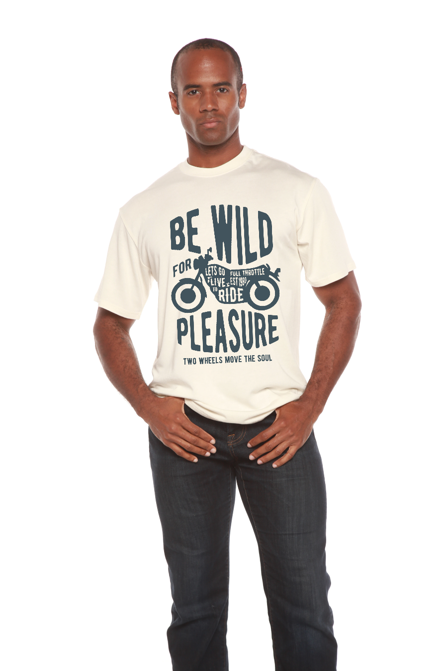 Spun Bamboo Be Wild Men's Bamboo Viscose/Organic Cotton Short Sleeve Graphic T-Shirt — packaging