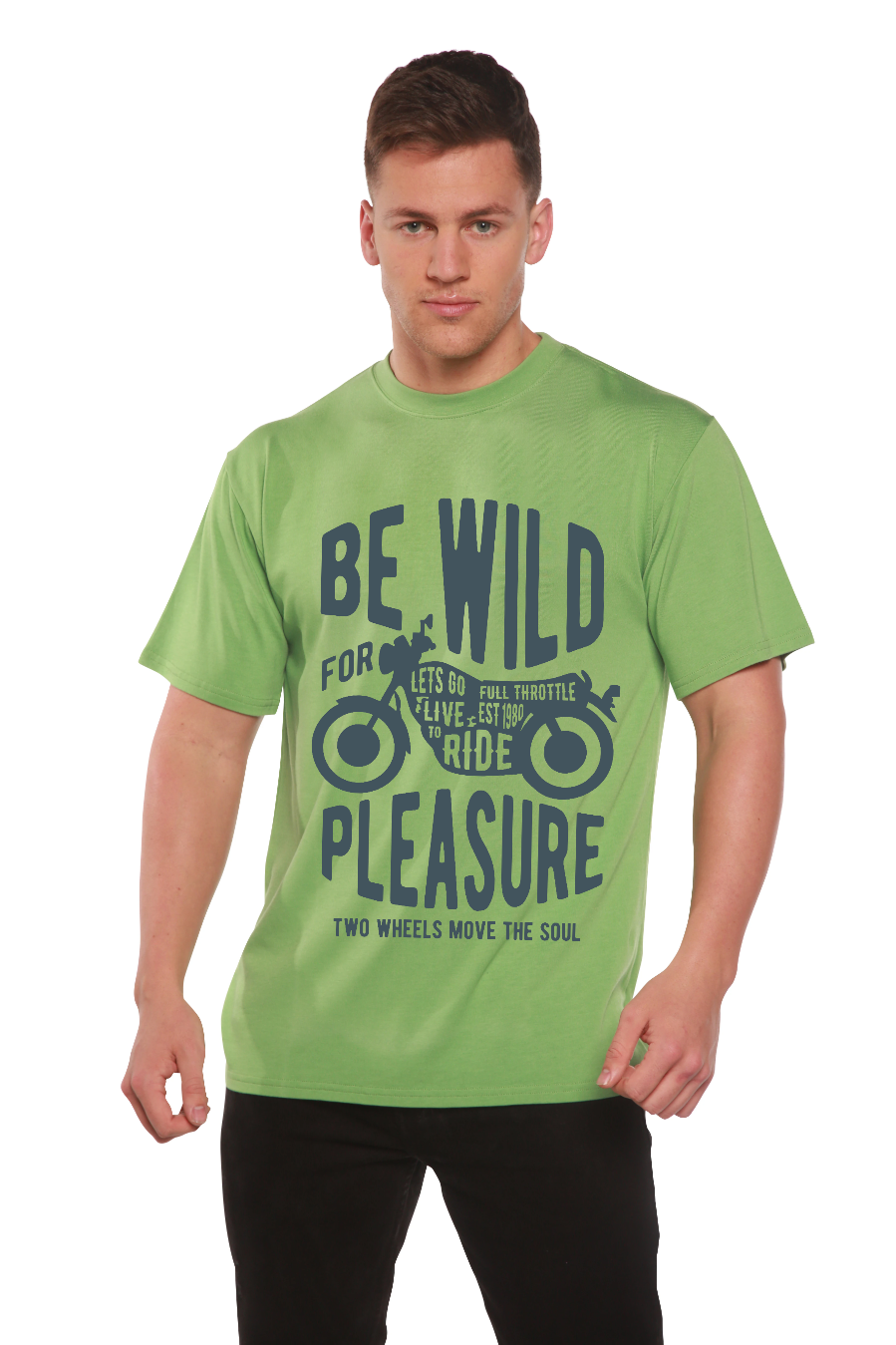 Spun Bamboo Be Wild Men's Bamboo Viscose/Organic Cotton Short Sleeve Graphic T-Shirt — in-use photo