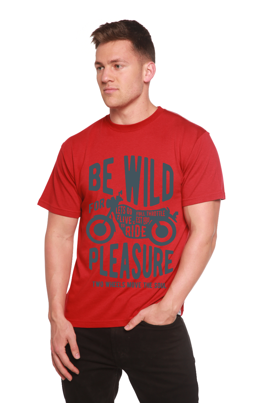 Spun Bamboo Be Wild Men's Bamboo Viscose/Organic Cotton Short Sleeve Graphic T-Shirt — color detail