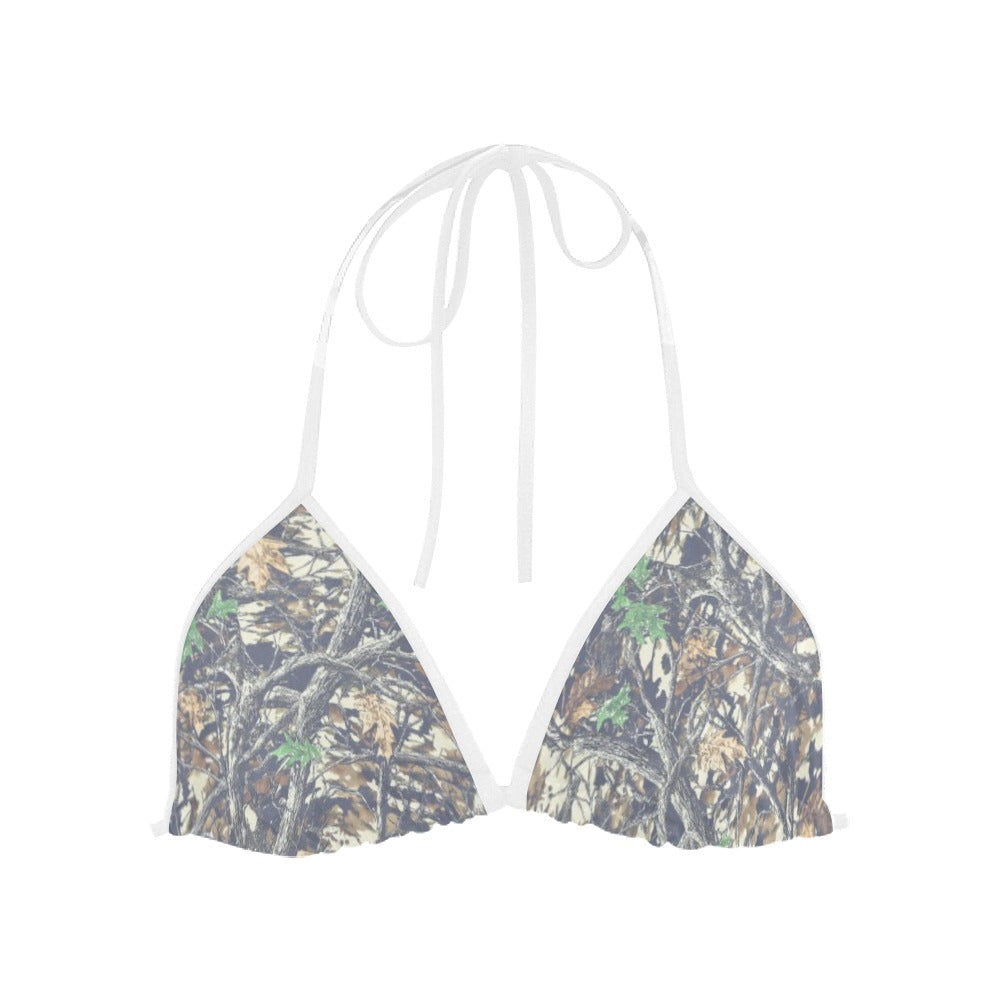Luckless Outfitters Faded Camo Triangle Bikini Top — detail close-up