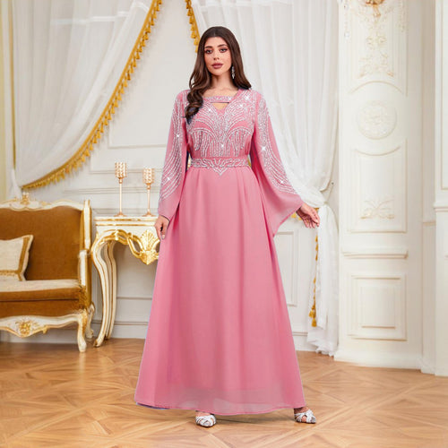 Sky Blue Or Pink Beaded Kaftan Abaya (MA372)