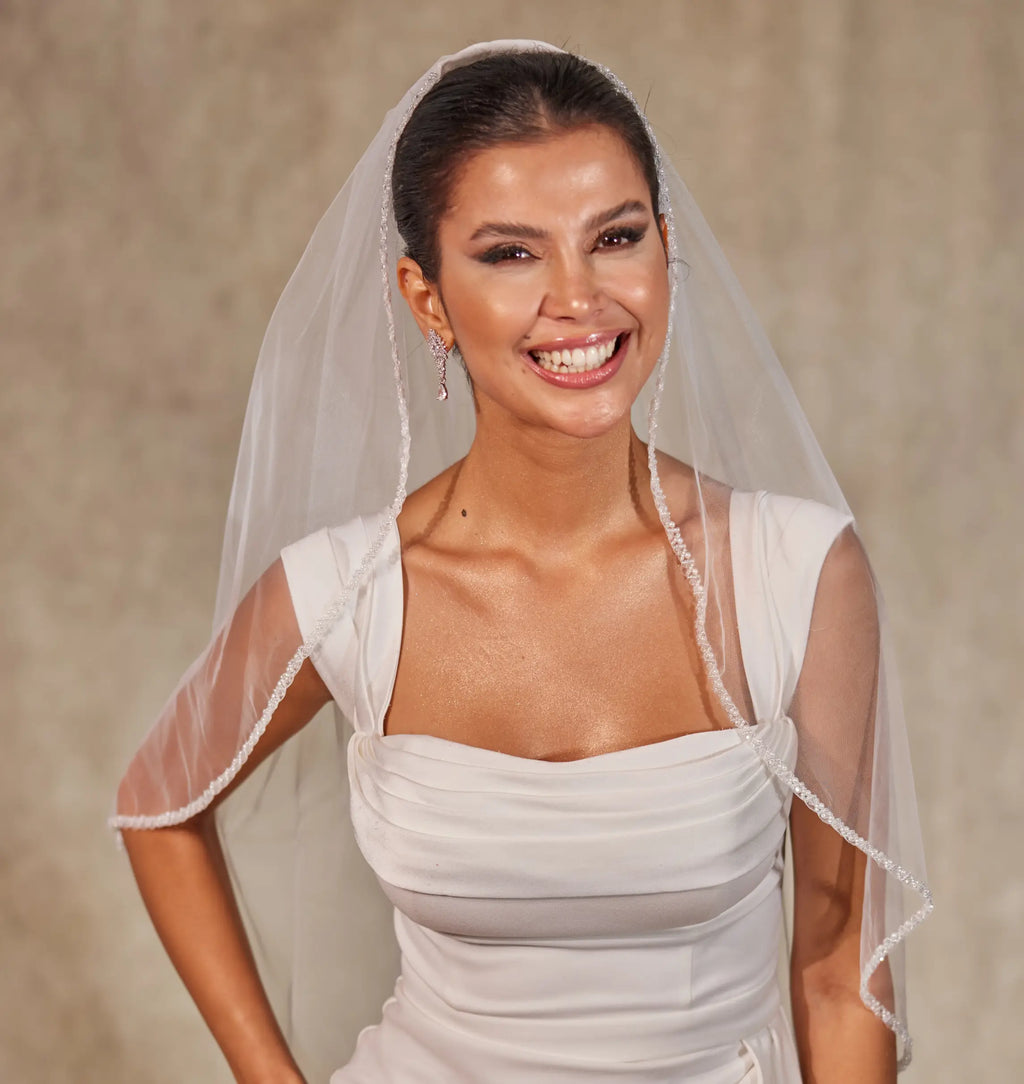 Bridal Shower Pearl Veil- D257 – Bridal Port, view 7