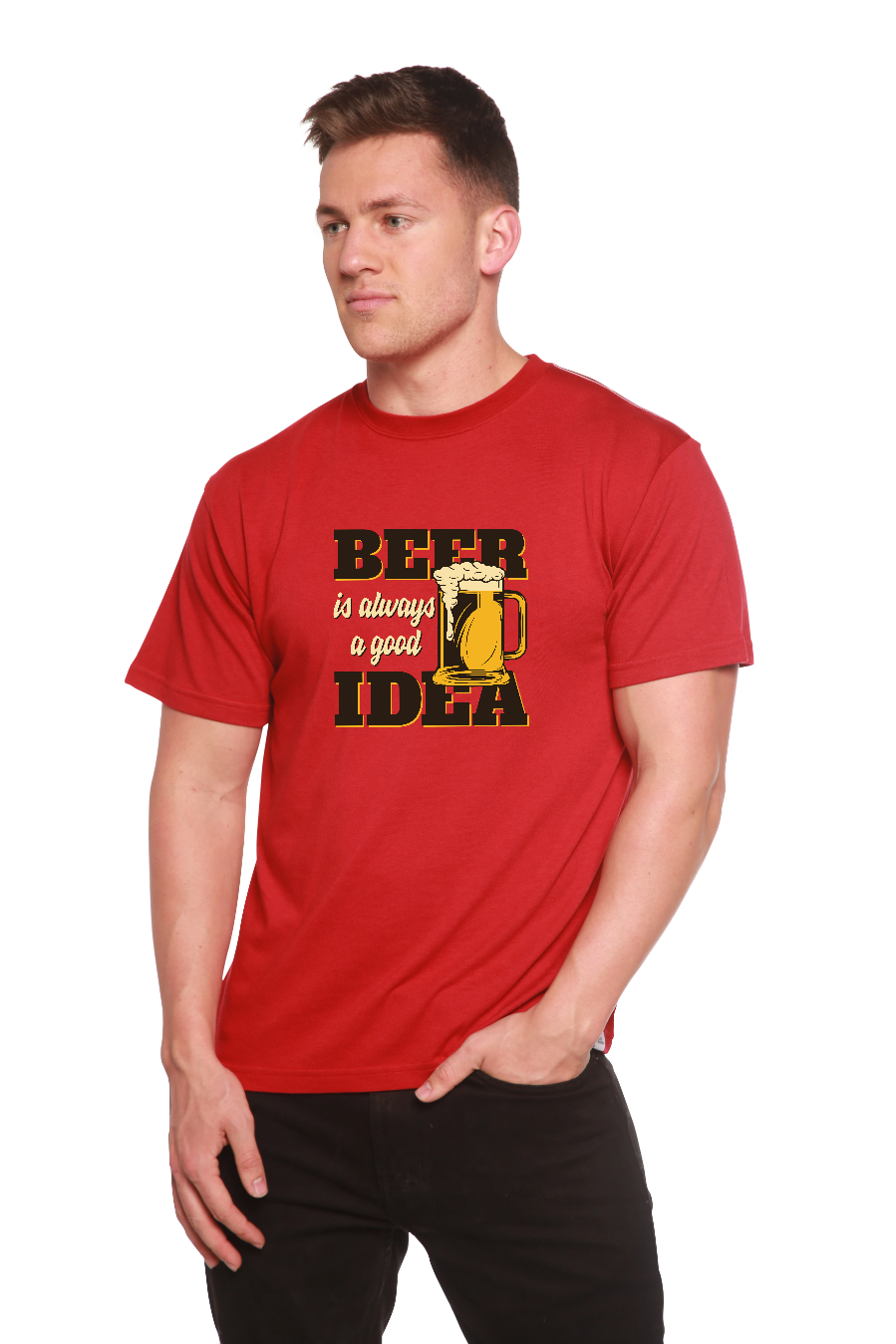 Spun Bamboo Beer Idea Men's Bamboo Viscose/Organic Cotton Short Sleeve Graphic T-Shirt — lifestyle context