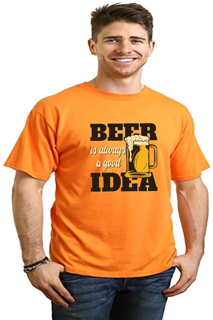Spun Bamboo Beer Idea Men's Bamboo Viscose/Organic Cotton Short Sleeve Graphic T-Shirt — back view