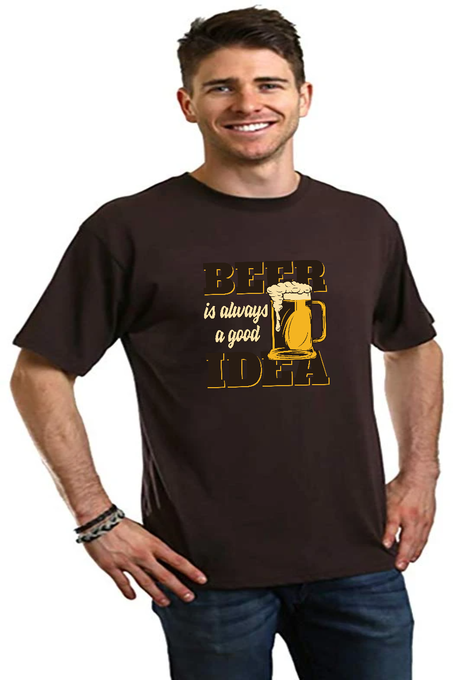 Spun Bamboo Beer Idea Men's Bamboo Viscose/Organic Cotton Short Sleeve Graphic T-Shirt — flat-lay composition