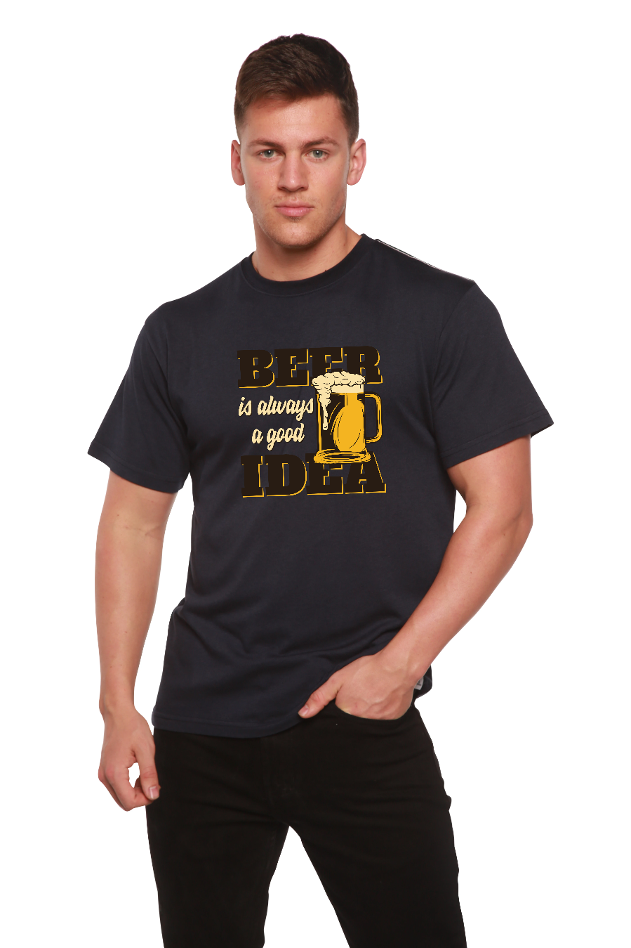 Spun Bamboo Beer Idea Men's Bamboo Viscose/Organic Cotton Short Sleeve Graphic T-Shirt — alternative angle