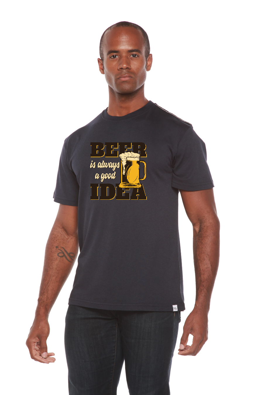 Spun Bamboo Beer Idea Men's Bamboo Viscose/Organic Cotton Short Sleeve Graphic T-Shirt — product on model