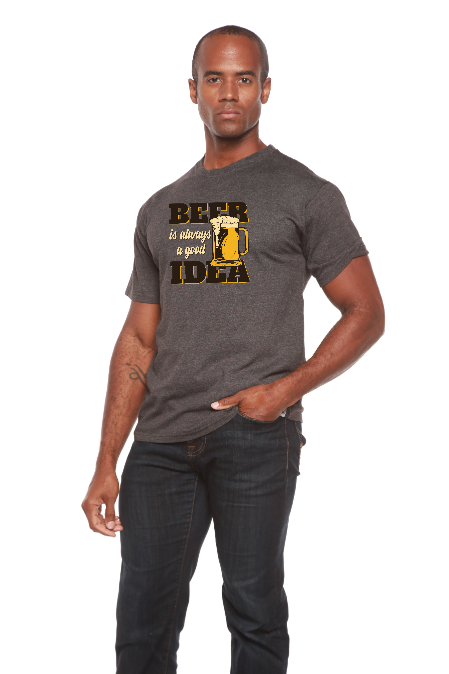 Spun Bamboo Beer Idea Men's Bamboo Viscose/Organic Cotton Short Sleeve Graphic T-Shirt — comparison shot