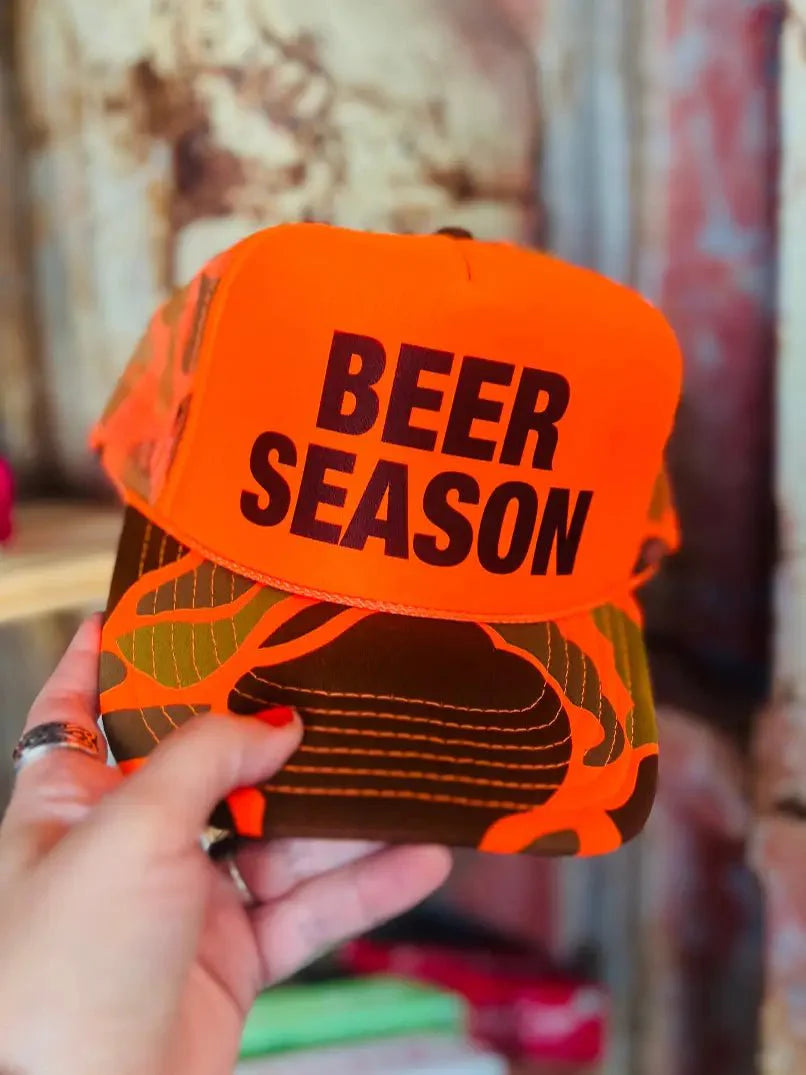 Wild Junkie Beer Season Trucker Hat — detail close-up