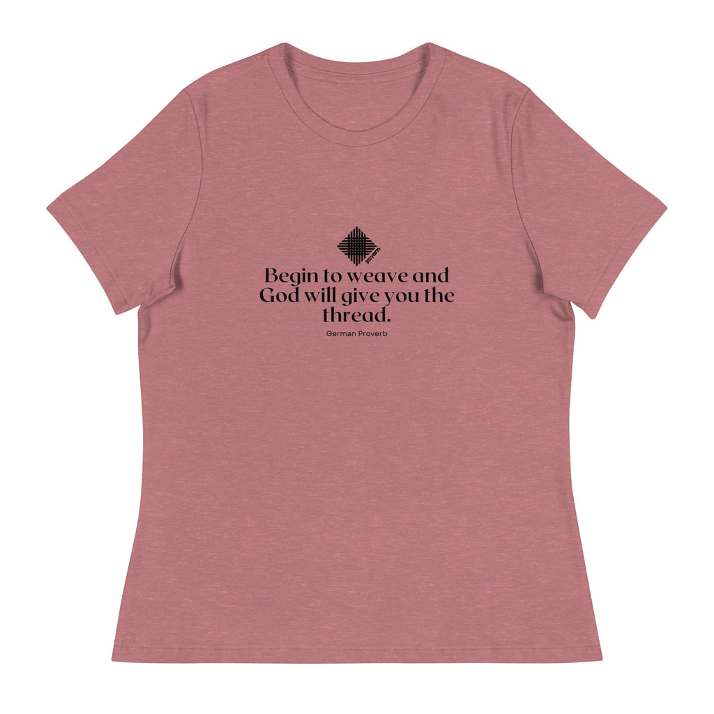 Darn Good Yarn “Begin to Weave” Women’s Relaxed Fit T-Shirt – Designed by Nicole Snow — main product shot