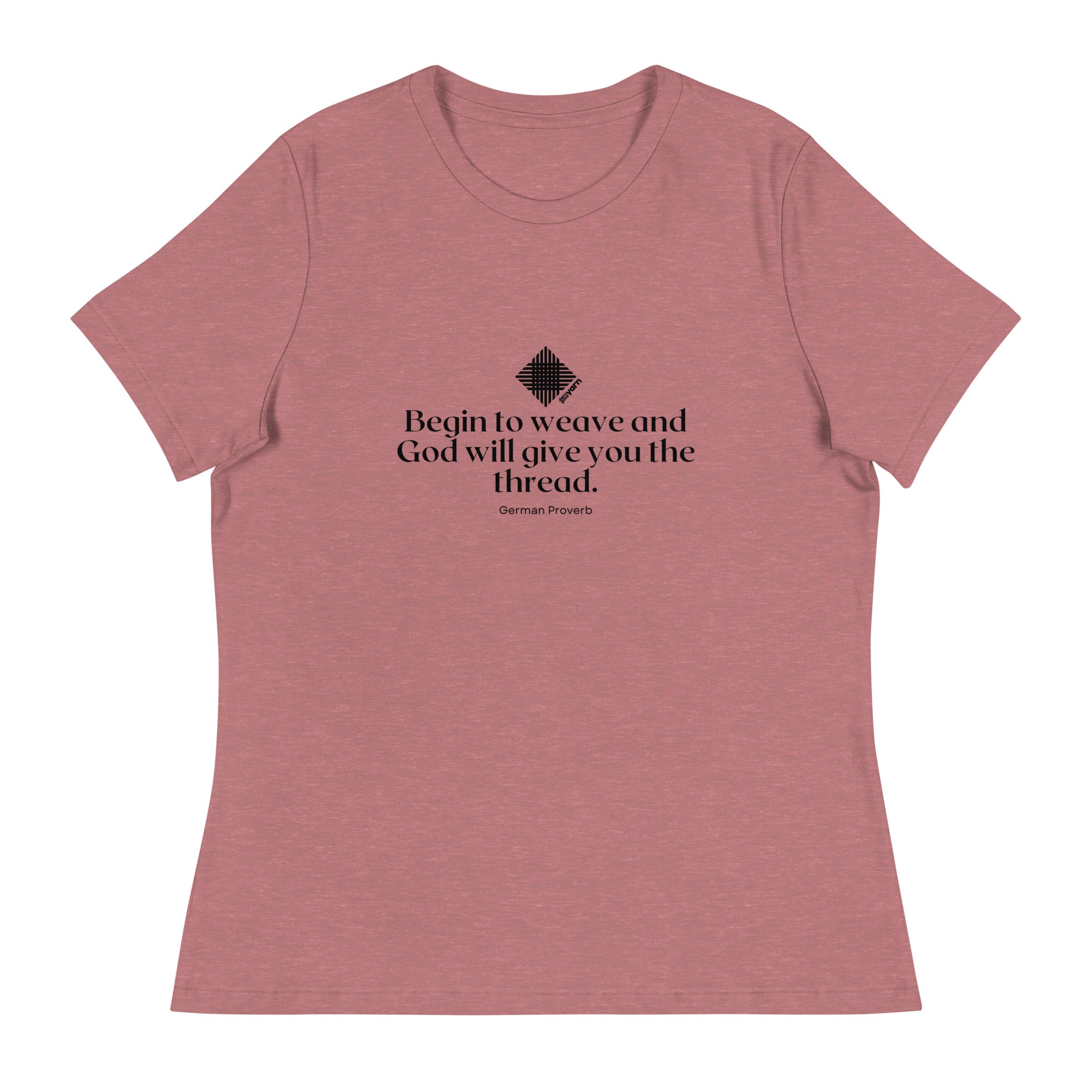 Darn Good Yarn “Begin to Weave” Women’s Relaxed Fit T-Shirt – Designed by Nicole Snow — main product shot