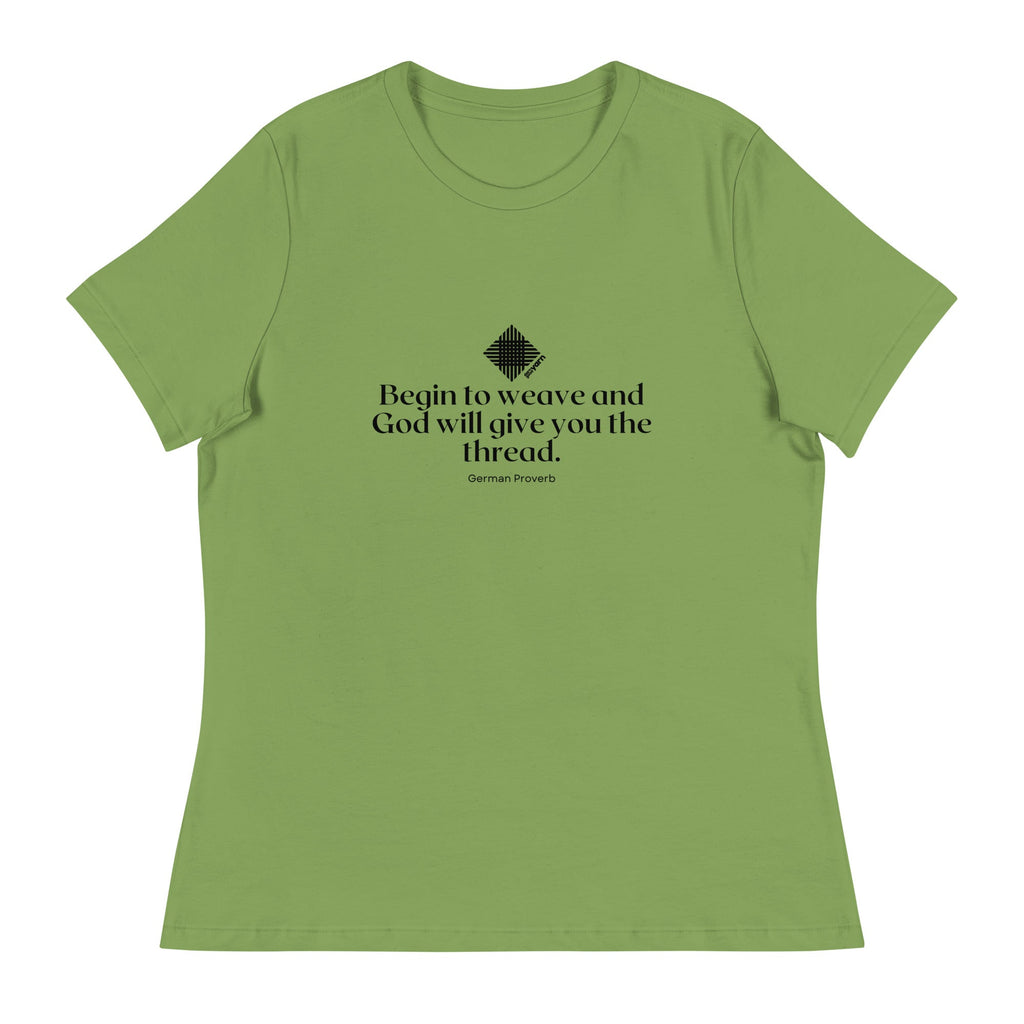 Darn Good Yarn “Begin to Weave” Women’s Relaxed Fit T-Shirt – Designed by Nicole Snow — product category context