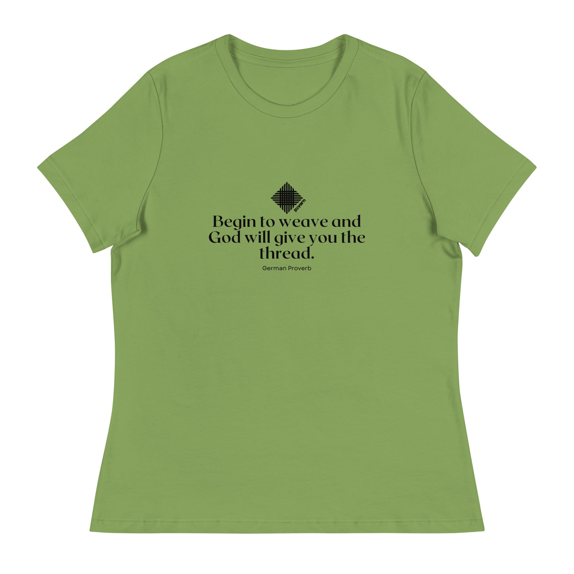 Darn Good Yarn “Begin to Weave” Women’s Relaxed Fit T-Shirt – Designed by Nicole Snow — product category context