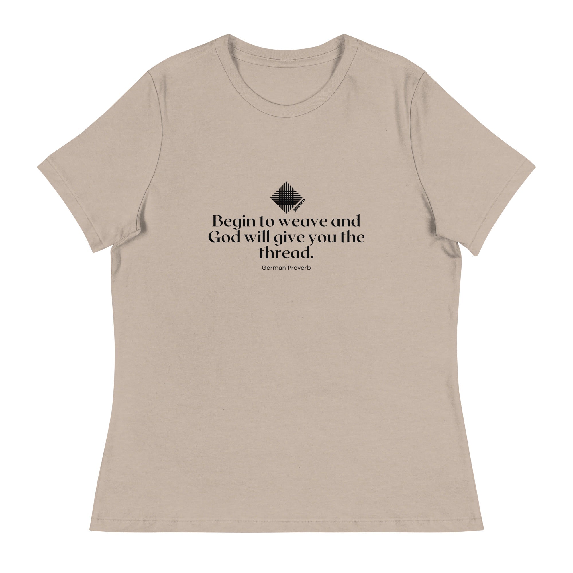 Darn Good Yarn “Begin to Weave” Women’s Relaxed Fit T-Shirt – Designed by Nicole Snow — detail shot 6