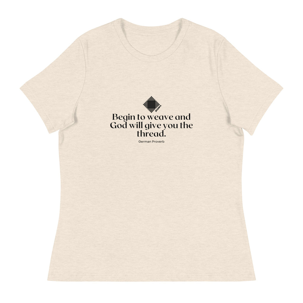 Darn Good Yarn “Begin to Weave” Women’s Relaxed Fit T-Shirt – Designed by Nicole Snow — detail shot 9