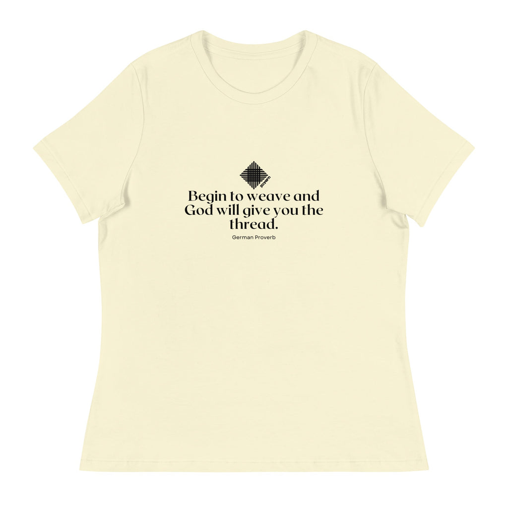 Darn Good Yarn “Begin to Weave” Women’s Relaxed Fit T-Shirt – Designed by Nicole Snow — detail shot 10