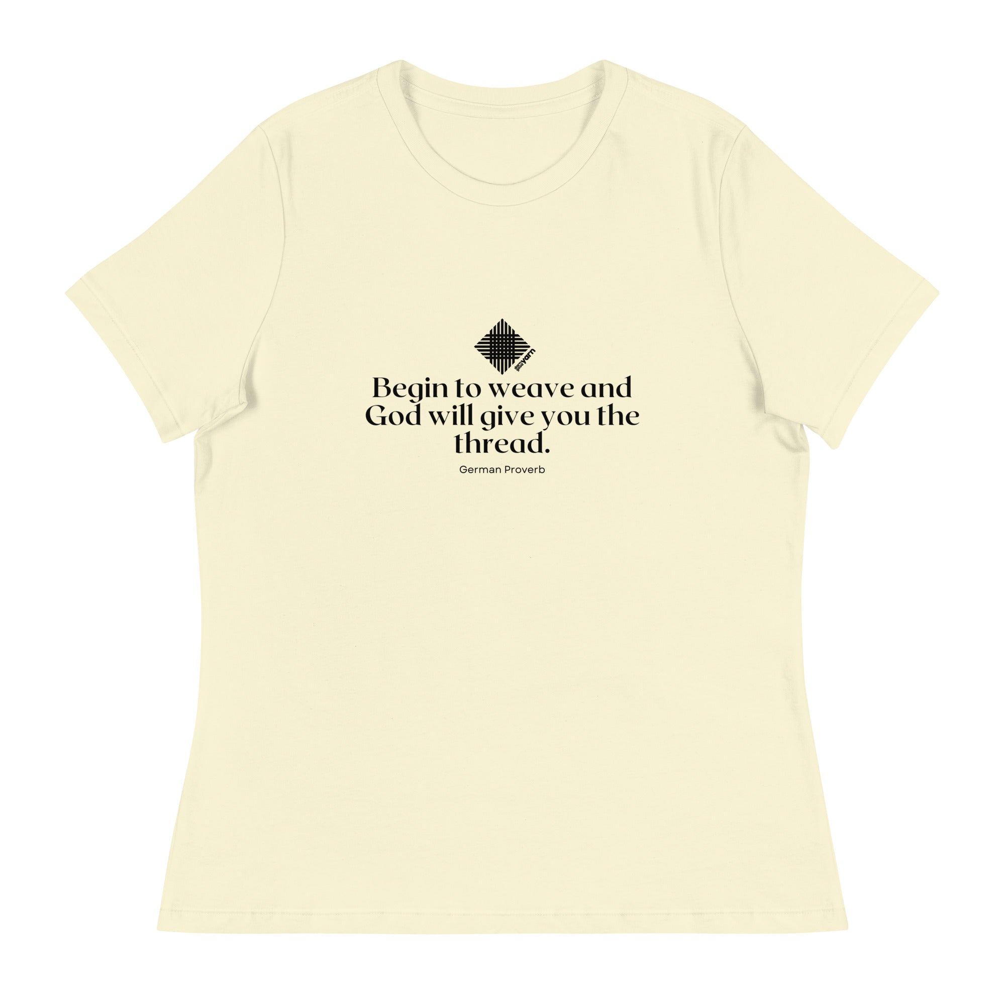 Darn Good Yarn “Begin to Weave” Women’s Relaxed Fit T-Shirt – Designed by Nicole Snow — detail shot 10