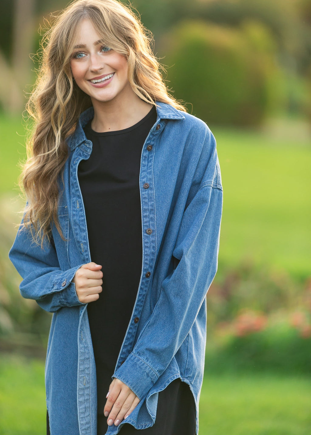 Betty Denim Button Up Top — view 8