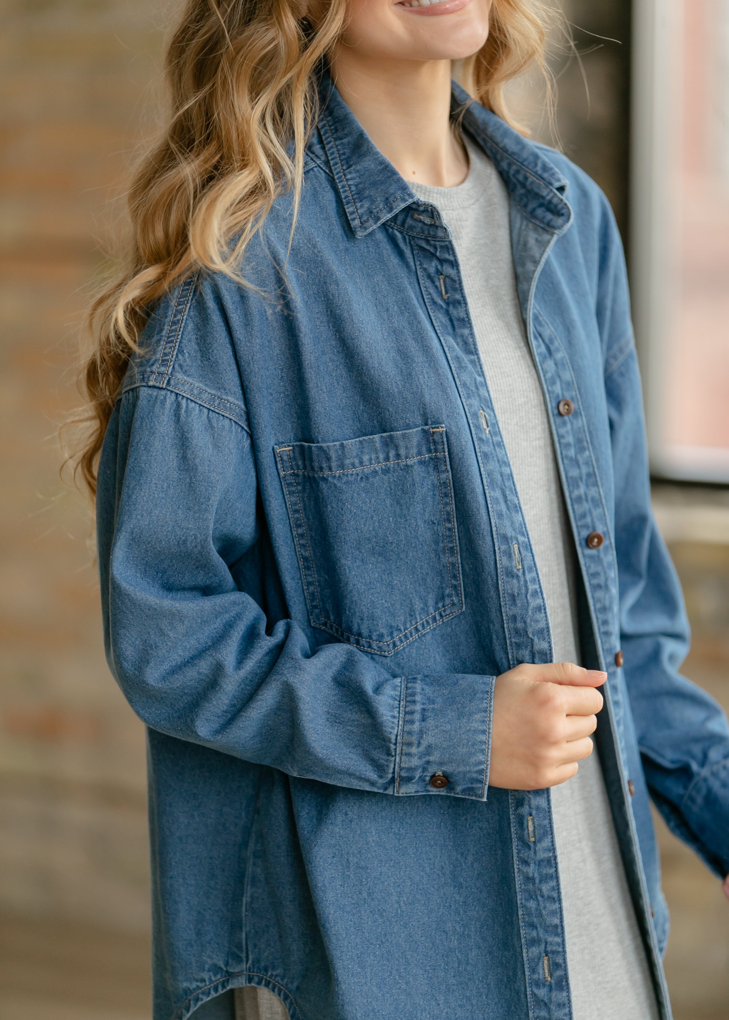 Betty Denim Button Up Top — view 2