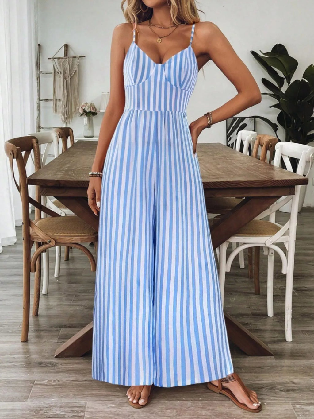 Spaghetti Strap Wide Leg Jumpsuit