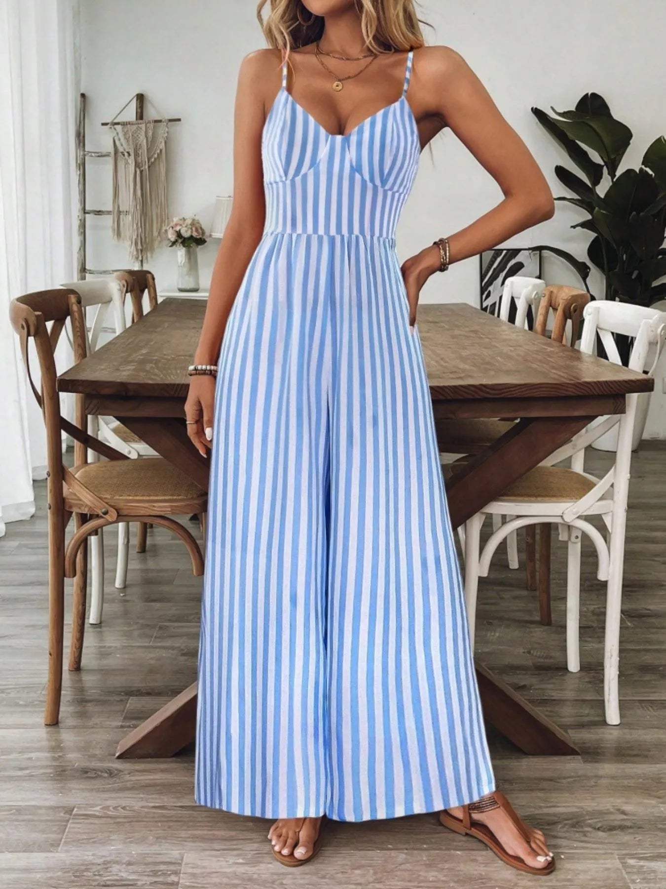 Spaghetti Strap Wide Leg Jumpsuit