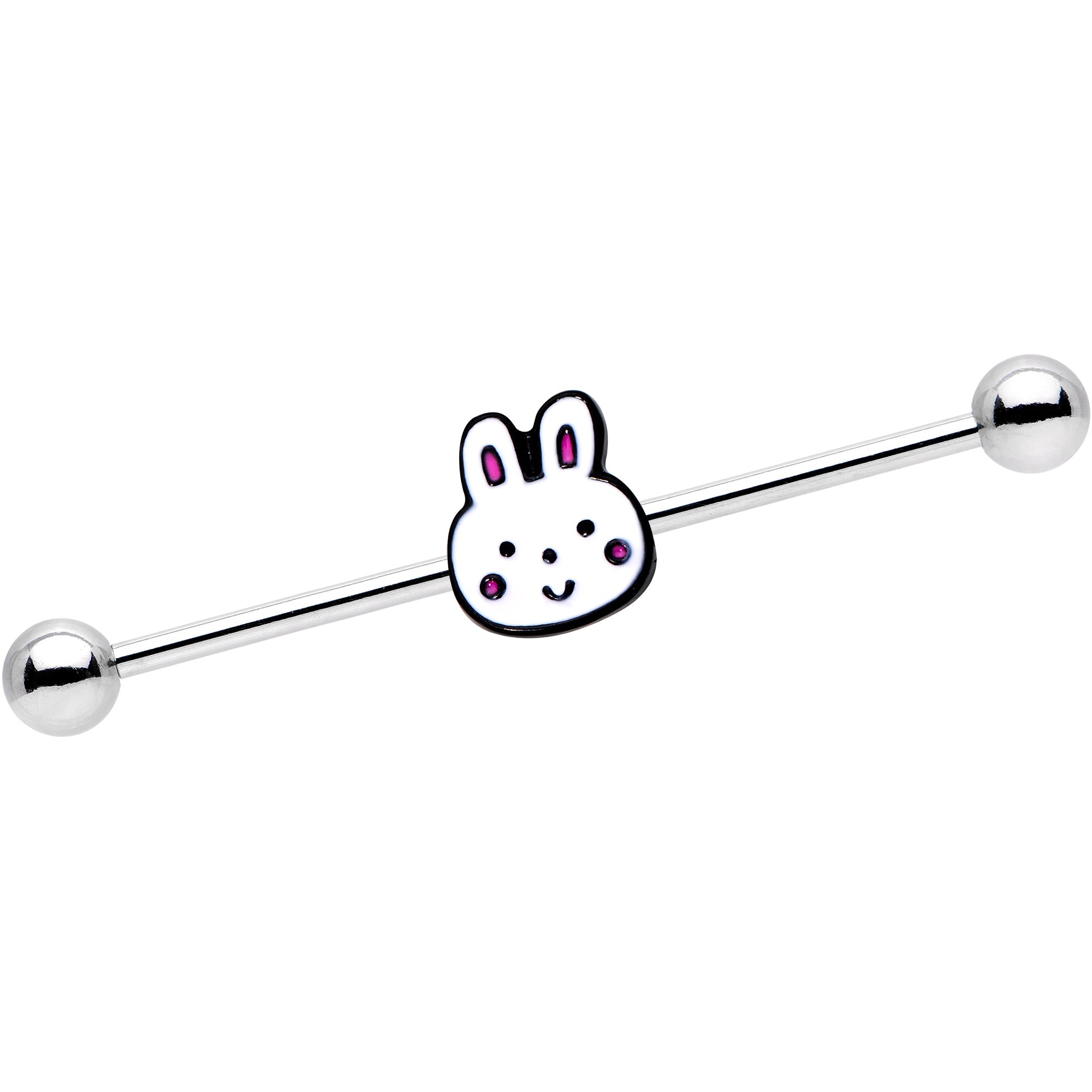 BodyCandy 14G White Bunny Rabbit Head Industrial Barbell 38mm — main product shot