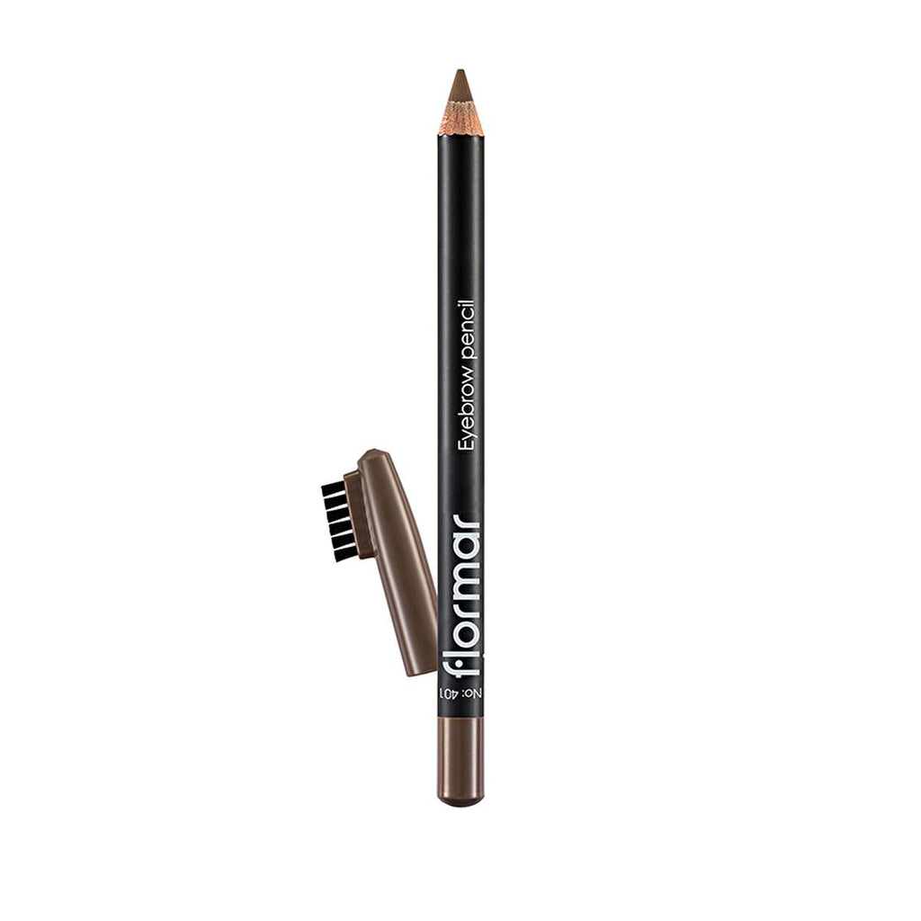Flormar Eyebrow Pencil with Soft Tip and Built-in Brush - 401 Beige, Natural Eyebrow Makeup