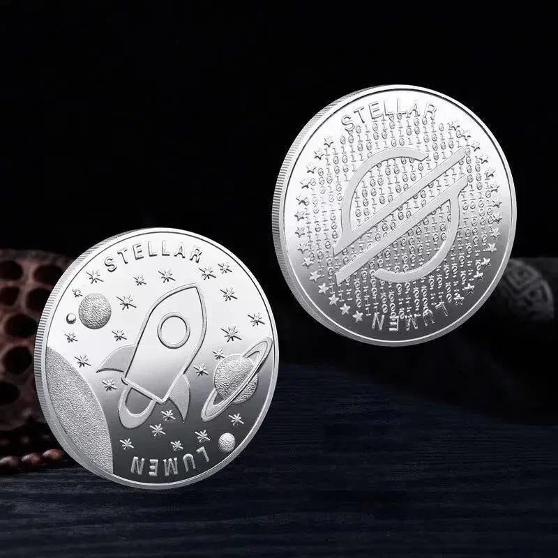 Bitcoin BTC ETH ADA XLM SHIB DOGE XRP SOL DOT LINK LTC UNI Coin Physical Metal Crypto Currency Coin Collection with Plastic Case