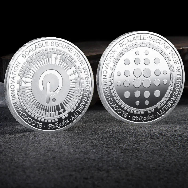 Bitcoin BTC ETH ADA XLM SHIB DOGE XRP SOL DOT LINK LTC UNI Coin Physical Metal Crypto Currency Coin Collection with Plastic Case