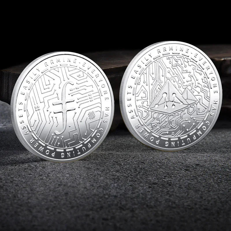Bitcoin BTC ETH ADA XLM SHIB DOGE XRP SOL DOT LINK LTC UNI Coin Physical Metal Crypto Currency Coin Collection with Plastic Case