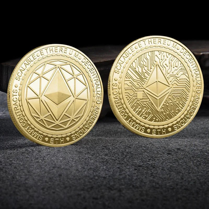 Bitcoin BTC ETH ADA XLM SHIB DOGE XRP SOL DOT LINK LTC UNI Coin Physical Metal Crypto Currency Coin Collection with Plastic Case