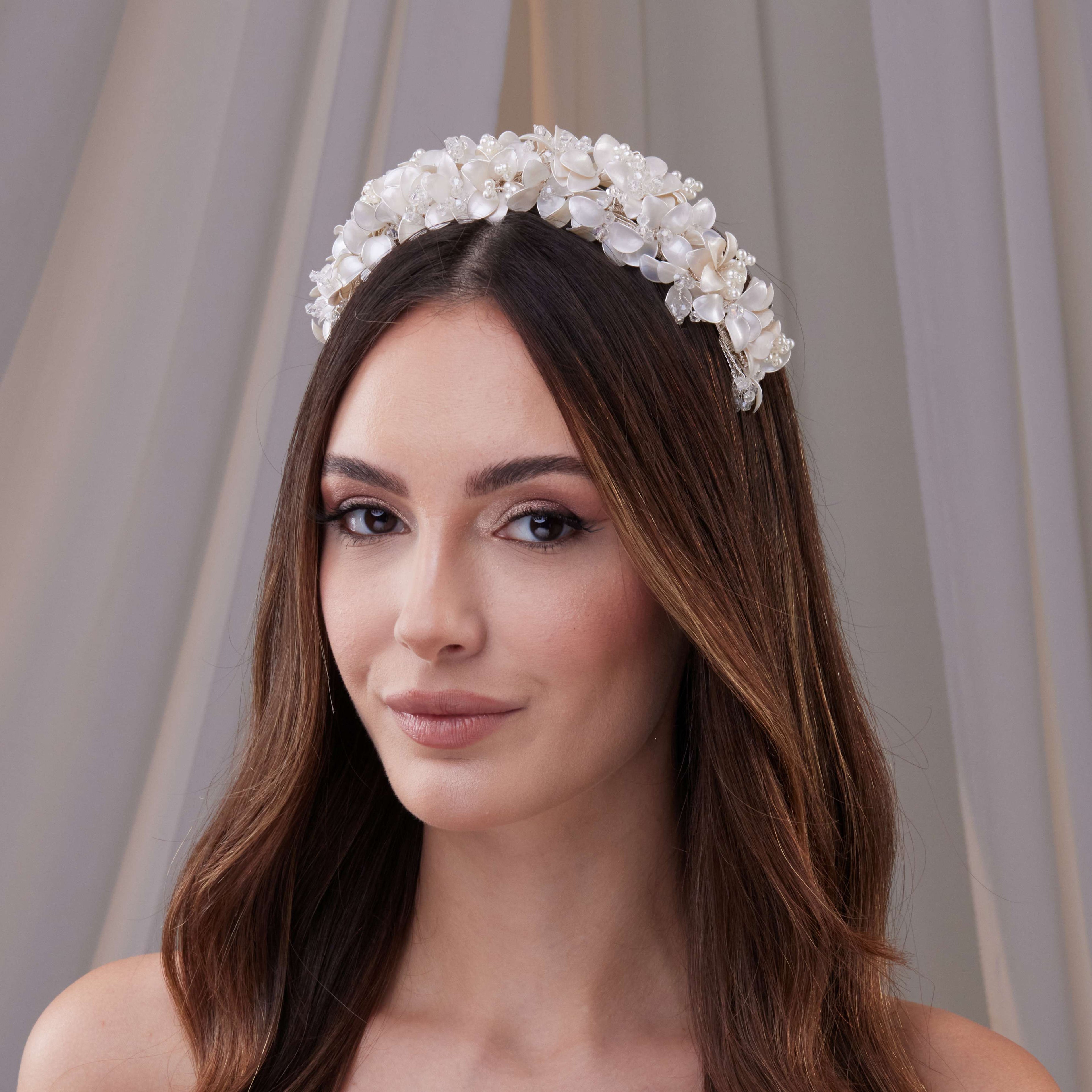 Handmade Pearl and Resin Flower Wedding Hair Band – Bridal Port