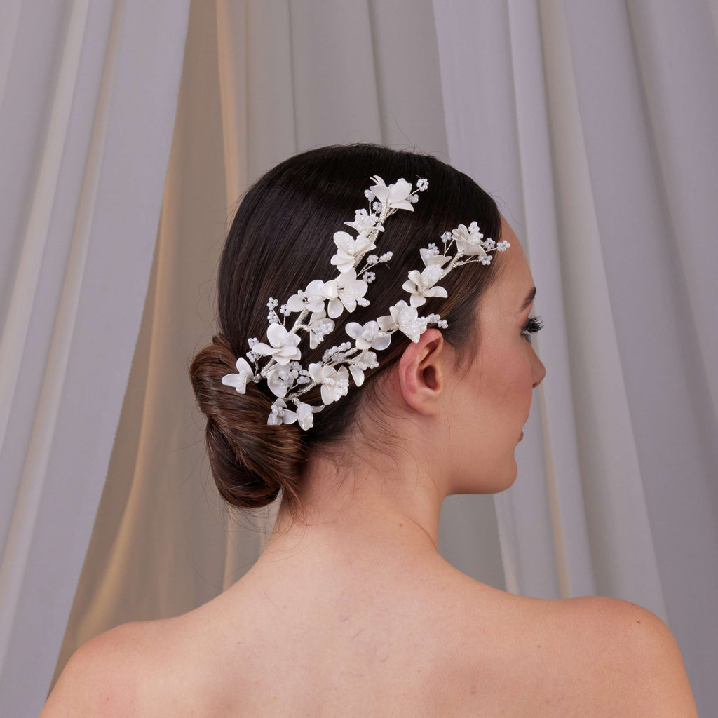 Set of Two Flower Hair Vines – Bridal Port, view 6