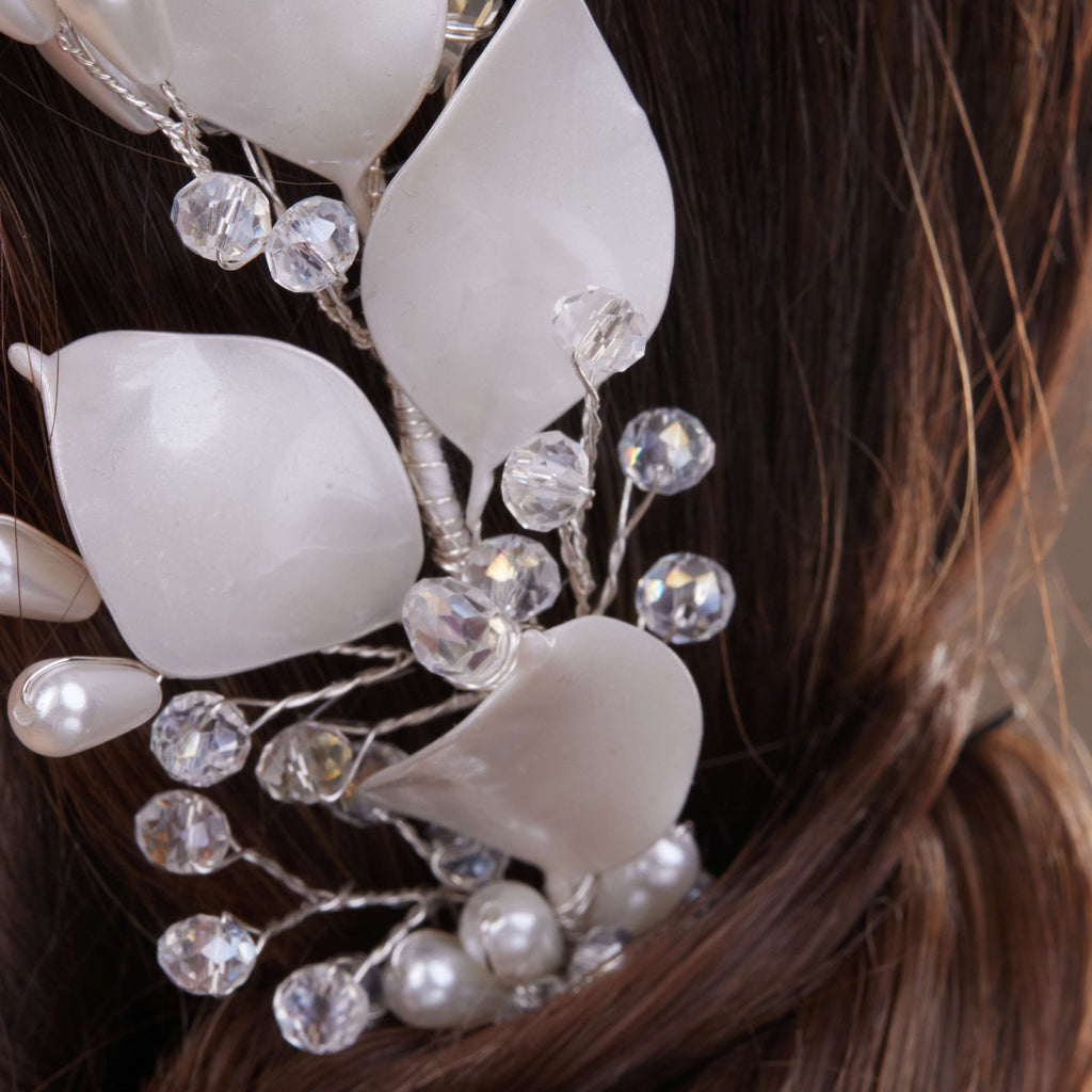 Two-Piece Resin Flower Hair Vine Set – Bridal Port, view 4