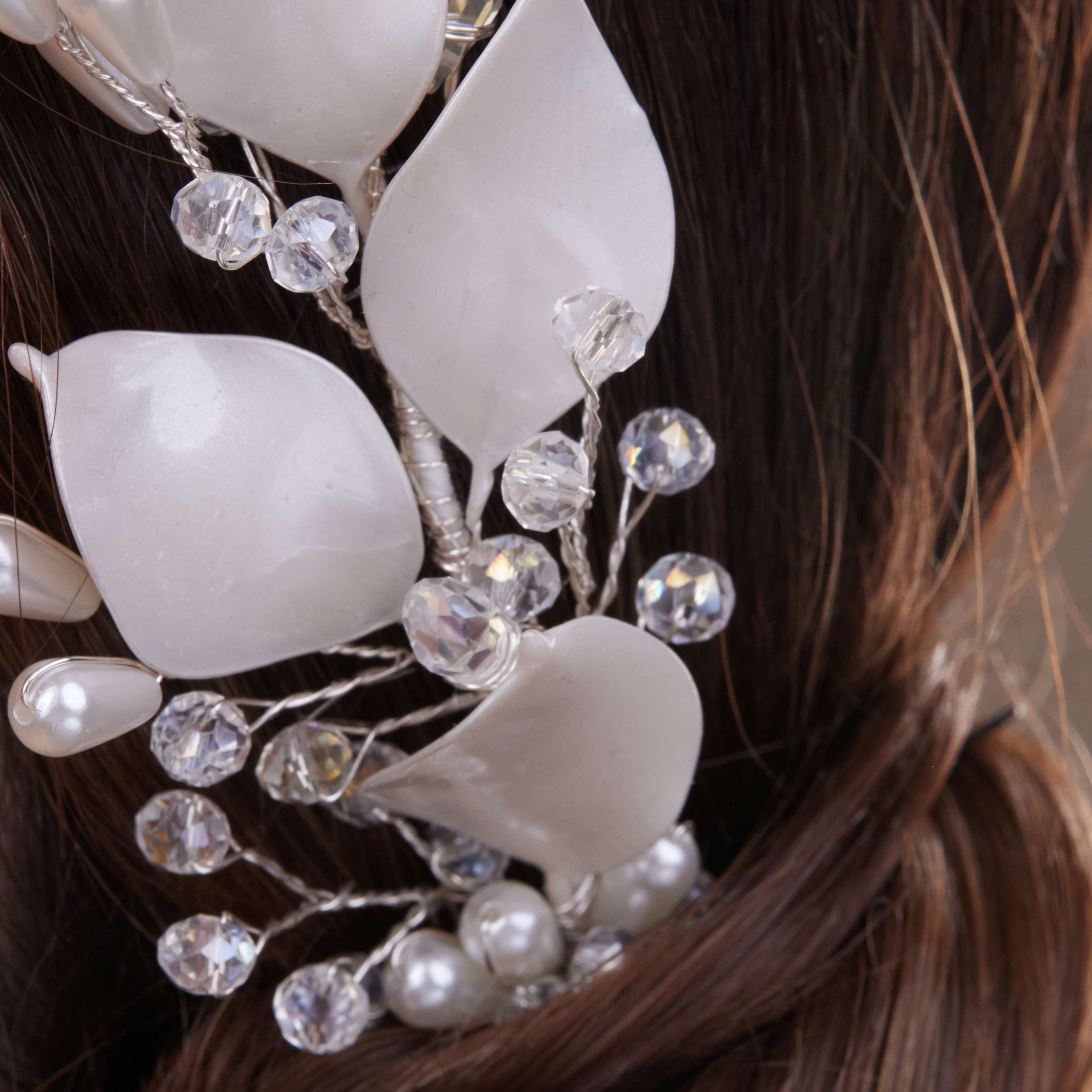 Two-Piece Resin Flower Hair Vine Set – Bridal Port, view 4