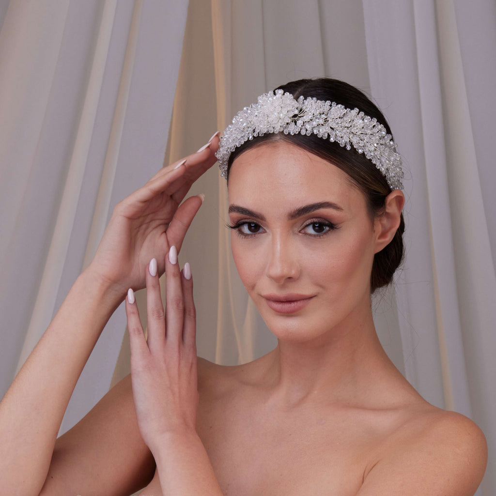 Crystal Beaded Bridal Hair Band – Bridal Port, view 6