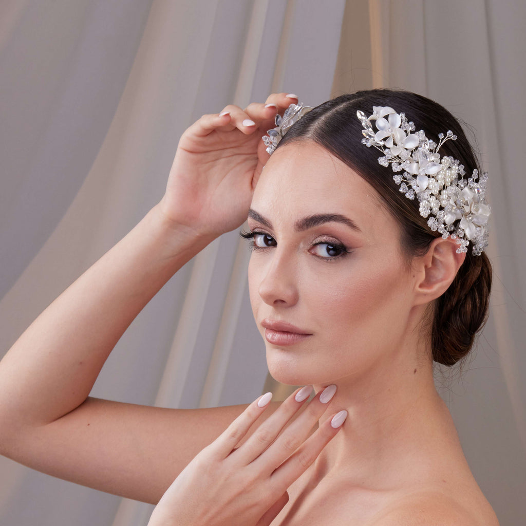 Two-Piece Flower Wedding Hair Vine Set – Bridal Port, view 2